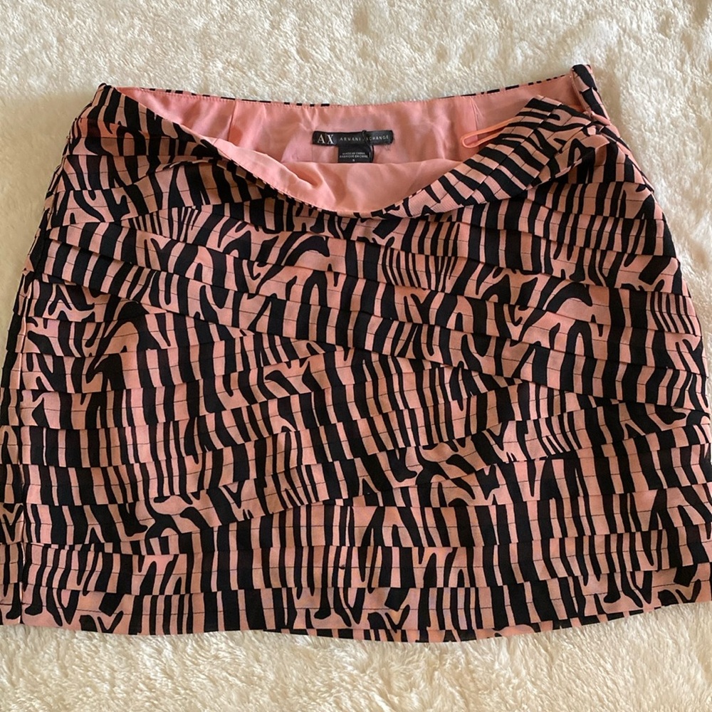 Armani exchange pink/black zebra print mini skirt